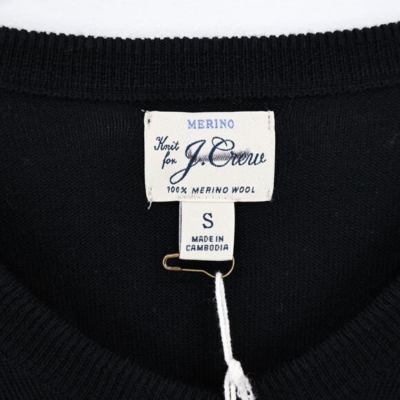 J.Crew Men's Merino Wool V Neck Sweater Black Size Small NWT - Picture 4 of 8